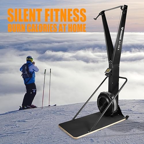 Miniatura 7 de Fitvids Máquina de esquí, máquina de resistencia al viento aeróbica montada en la pared interior, máquina de esquí con pantalla LCD, equipo de