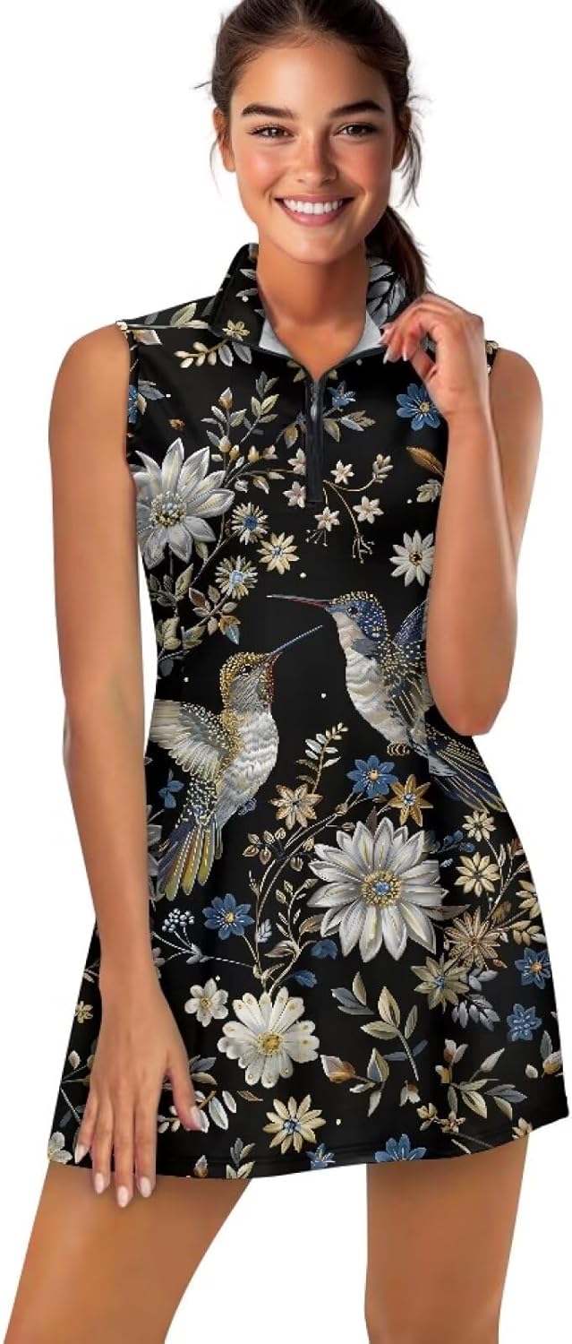 Golf Dress Tennis Dresses for Women with Built in Shorts and Pockets Sleeveless Athletic Dress Workout Dress - Image 2