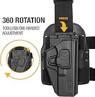 Vista 4 de Drop Leg Holster for Glock 17/19/19X/22/23/31/32/45 (Gen1-5), Tactical Thigh Holster, Level II & III Retention, Kydex/Polymer Options, Adjustable