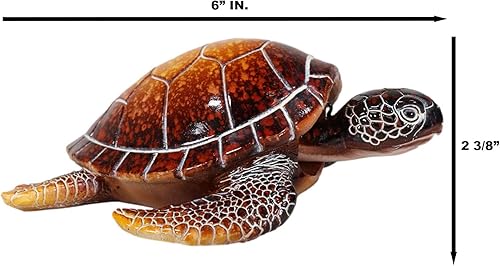 Miniatura 2 de Ebros Gift Océano náutico Coloridos tonos de concha roja gigante tortuga marina nadando Bobblehead Figurita 6 pulgadas de largo, tortugas reptiles