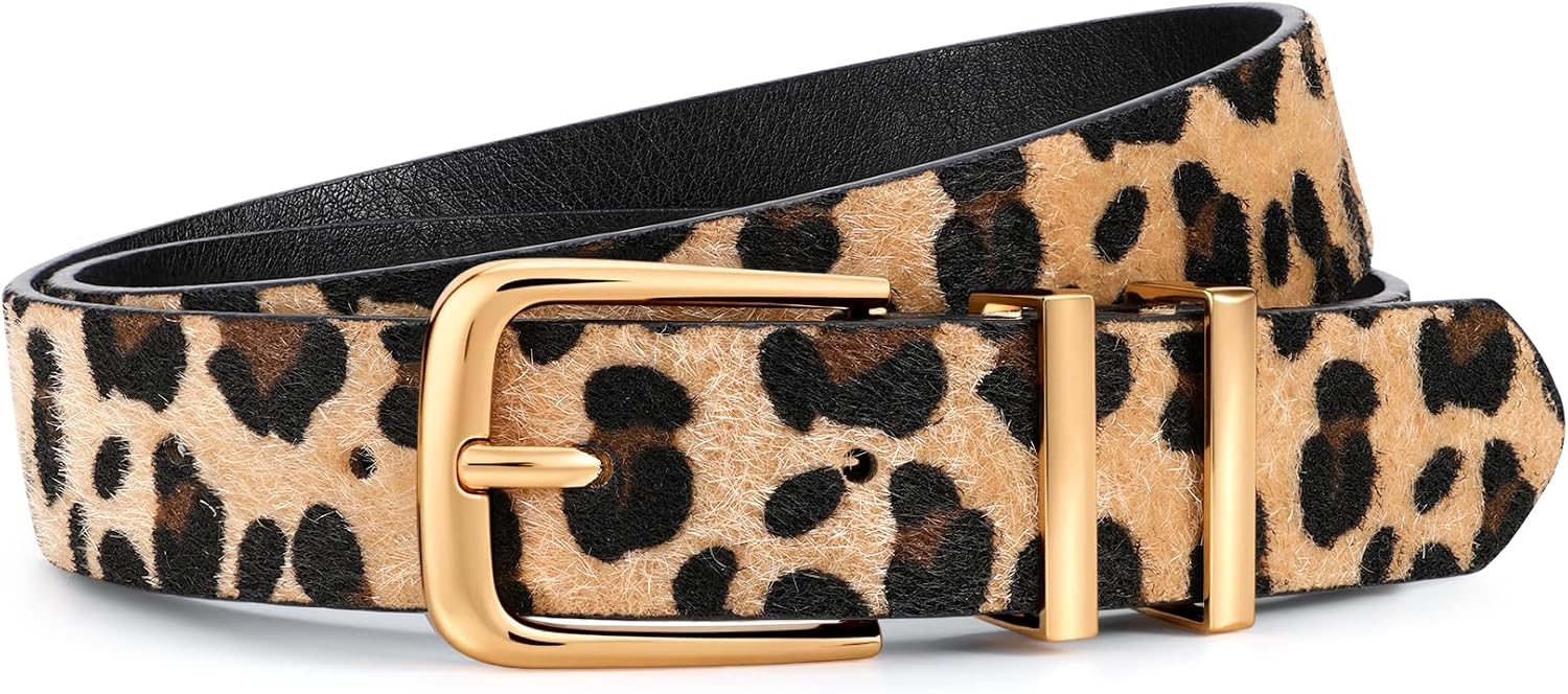 VONMELLI Women's Soft Faux Leather Belt for Jeans Pants Dress Fashion Ladies Waist Belt with Gold/Silvery Buckle