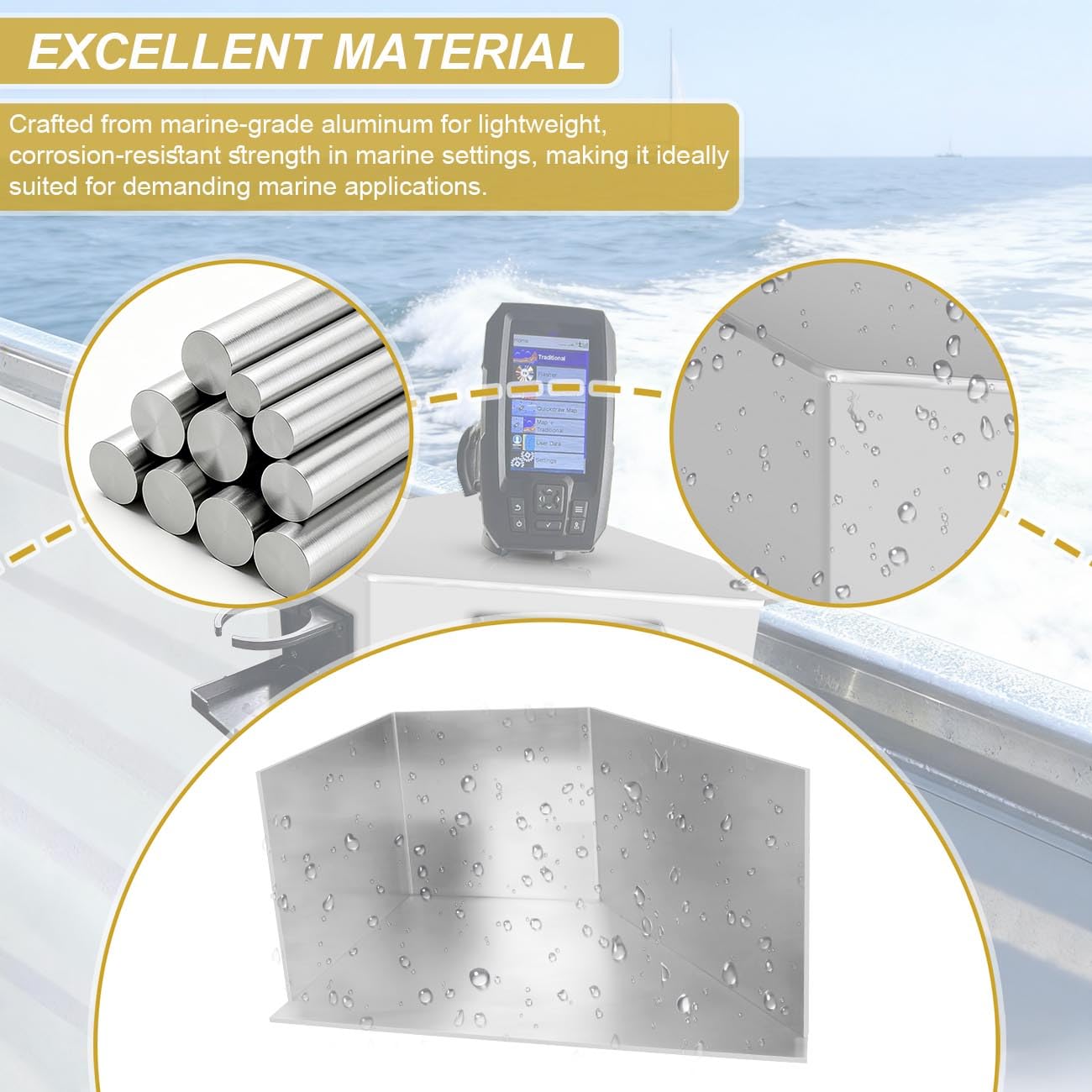 Ecliptica Uniwersalny duży aluminiowy uchwyt do montażu konsoli bocznej do łodzi, do łowienia ryb, echosondy i przełącznika, uniwersalna konsola środkowa, akcesoria do łodzi