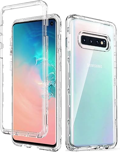 Miniatura 1 de KIOMY Carcasa protectora transparente resistente a los golpes para Samsung Galaxy S10 de 6.1 pulgadas, 3 capas en 1 diseño híbrido de TPU flexible
