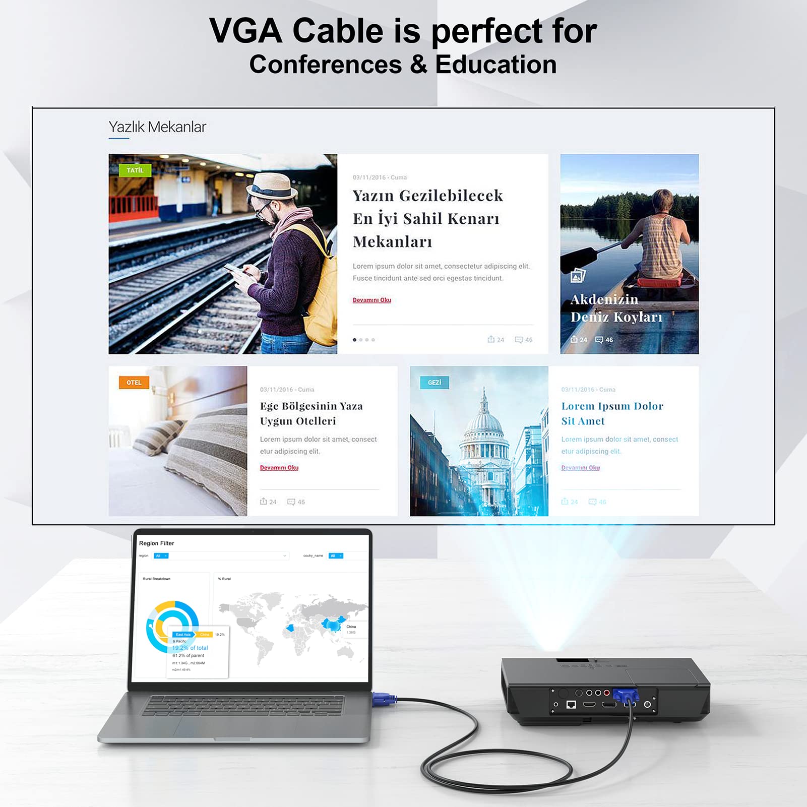 Paquete de 10 cables VGA, cable VGA para monitor de computadora, cable VGA macho a macho, cable 1080P Full HD de alta resolución para monitor de TV, proyector de computadora, 6 pies / 6.0 ft 4