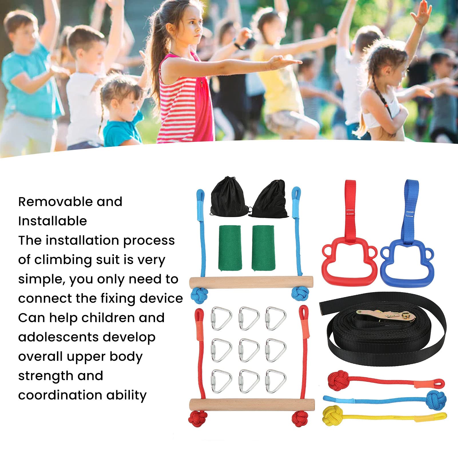 Shanrya Anelli Monkey Bar Indoor, Anelli Monkey Bar per Bambini Stimolare la Competitività Sviluppare Hobby Sportivi Attrezzatura Ginnastica Indoor per Parco Giochi