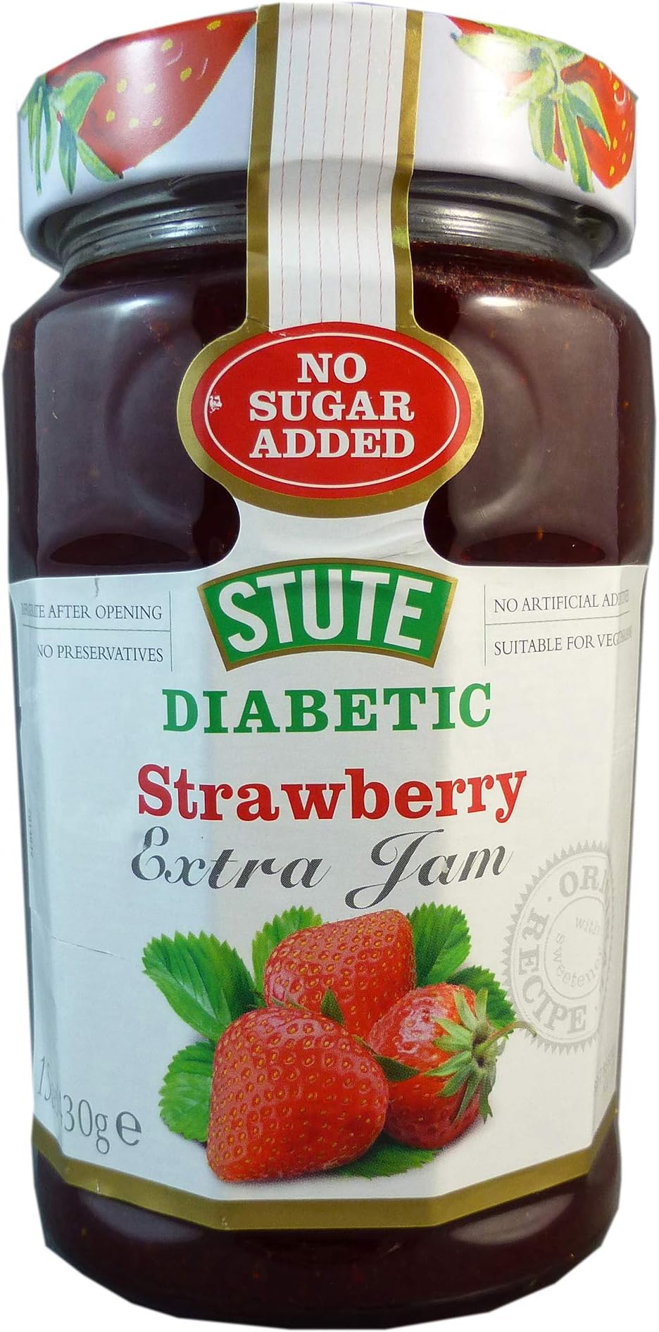 Stute No Sugar Added Strawberry Jam 430g - 2 Pack