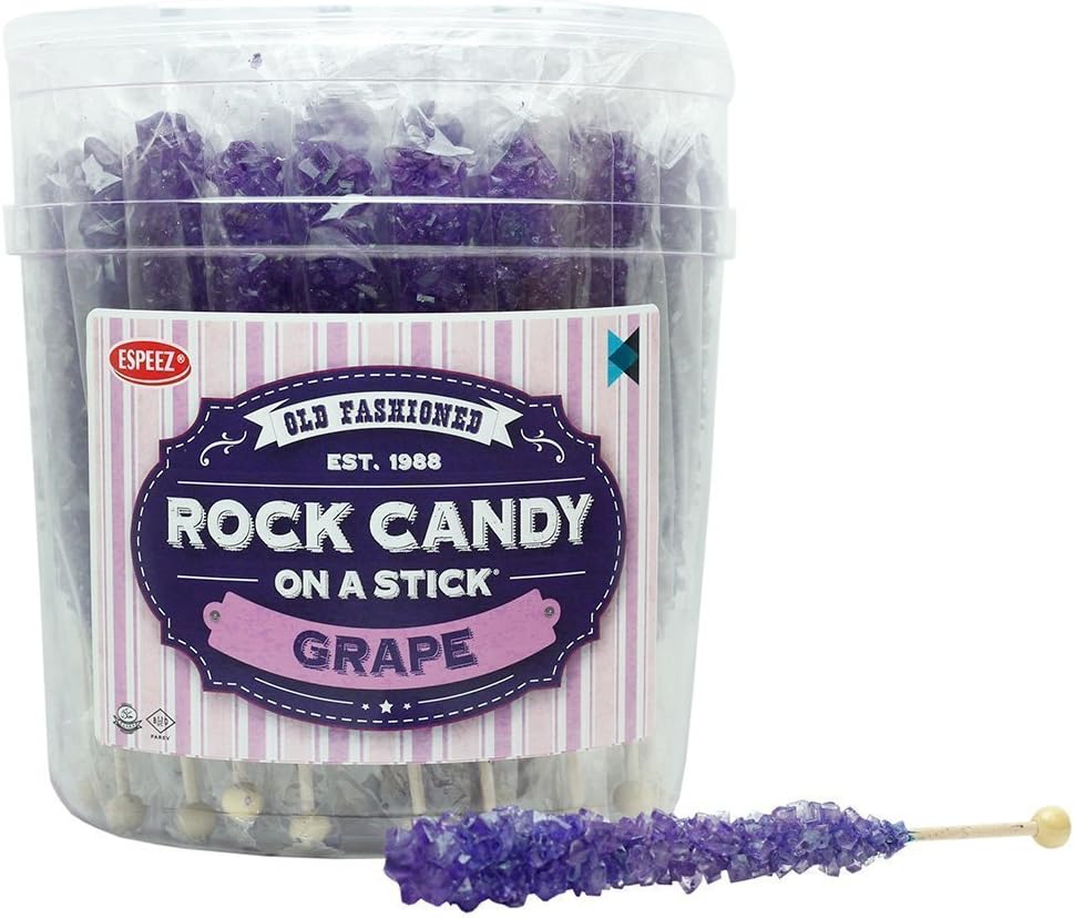 Extra Large Rock Candy Sticks: 36 Purple Crystal Rock Candy Sticks - Grape - Individually Wrapped for Party Favors, Candy Buffet, Showers, Receptions, Bridal and Baby Showers