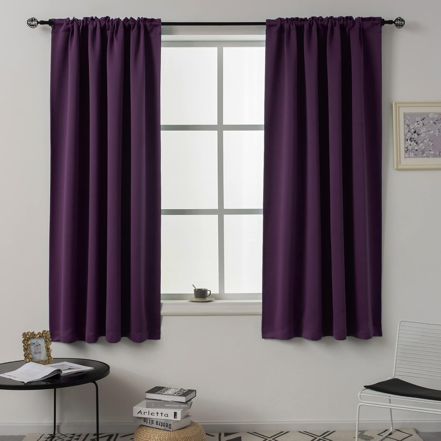 Amazon.com: Plum Purple Curtains for Bedroom Small Windows - 45 Inch ...