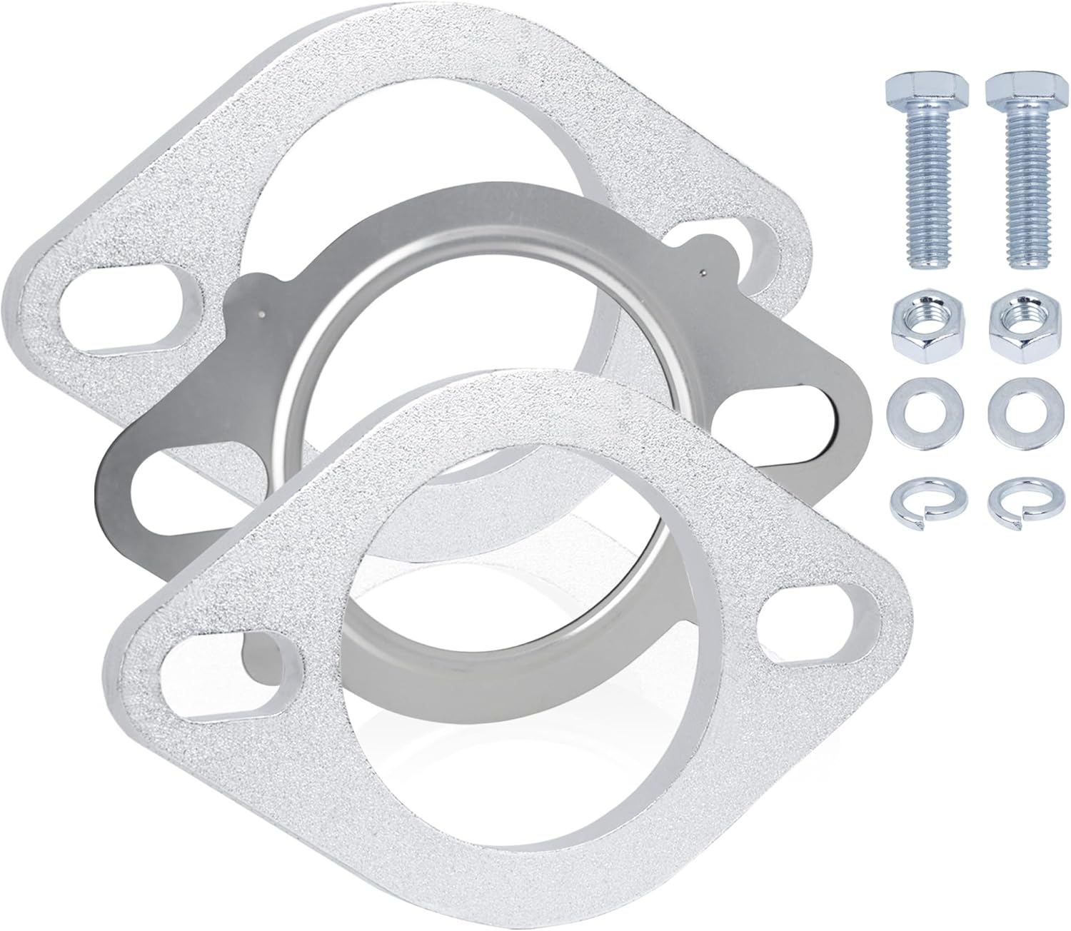 2.35 Inch Exhaust Flange Gasket Kit, Premium 304 Stainless Steel Automotive Replacement Exhaust Gasket, Catalytic Converter Gasket, Exhaust Flange Repair Kit with Bolts & Nuts