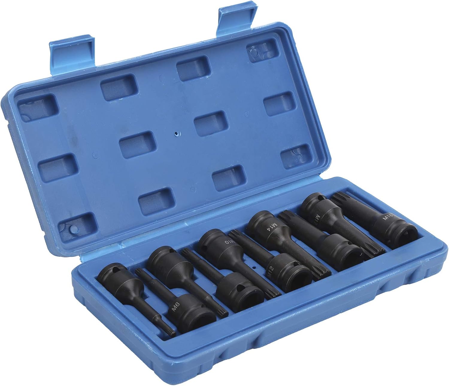 Hex Socket Set, 10Pcs Square Socket Set 1/2in Drive Bit Impact Allen CRMO Impact M5 Tool 78mm Length Allen With Storage Box