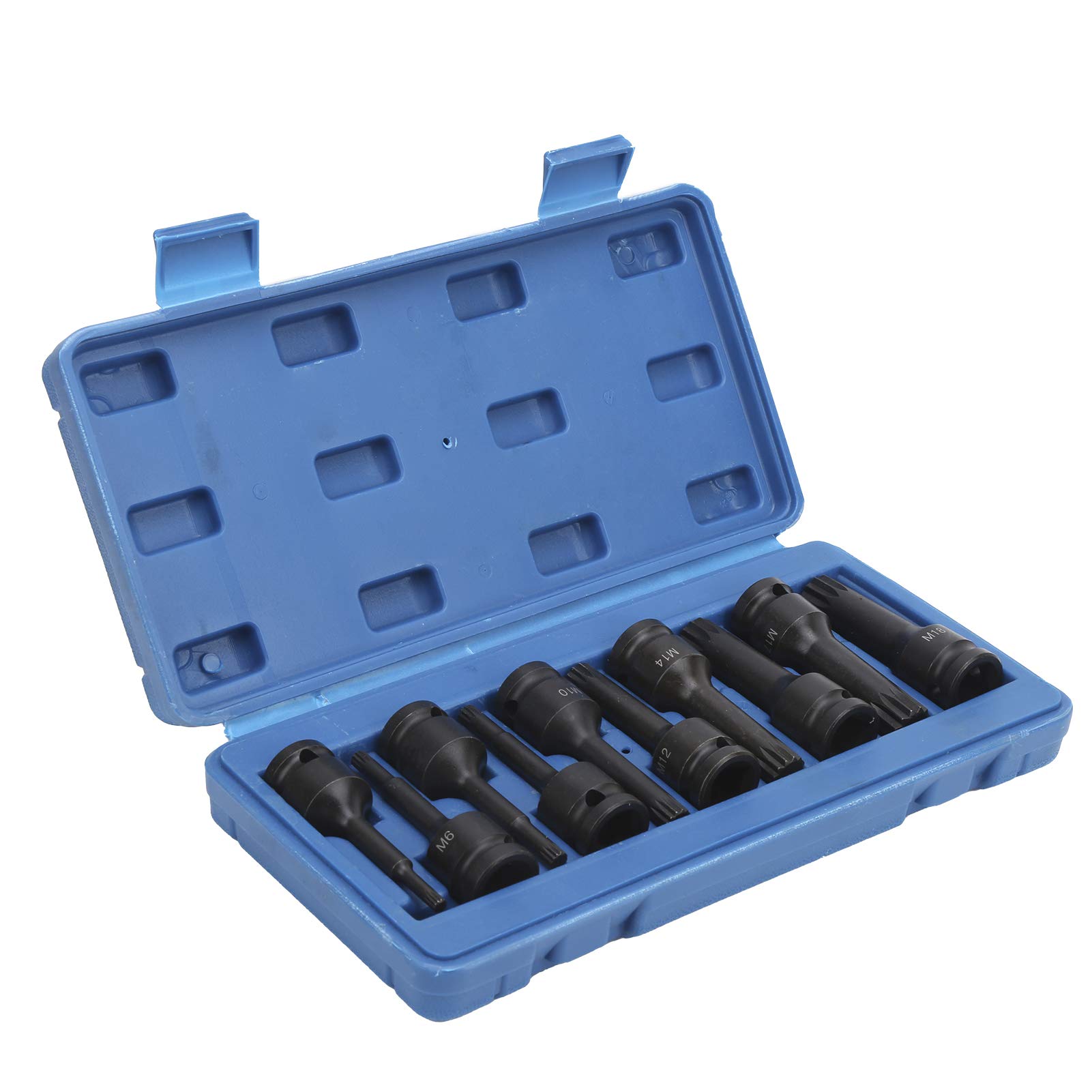 Set di punte a bussola quadrate da 10 pezzi 1/2 pollice strumento per bussole a percussione in acciaio al cromo molibdeno coppia elevata antiruggine per riparazioni