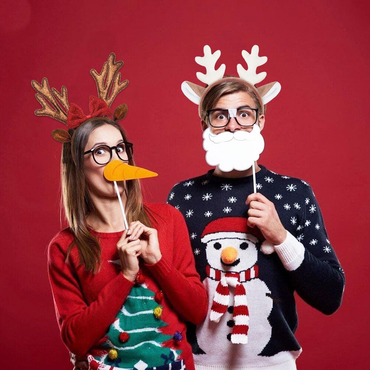 YNITSED Reindeer Antlers Headband Deer Antlers Headbands for Women Reindeer Ears Headband for Christmas Halloween Cosplay Accessories - Image 6