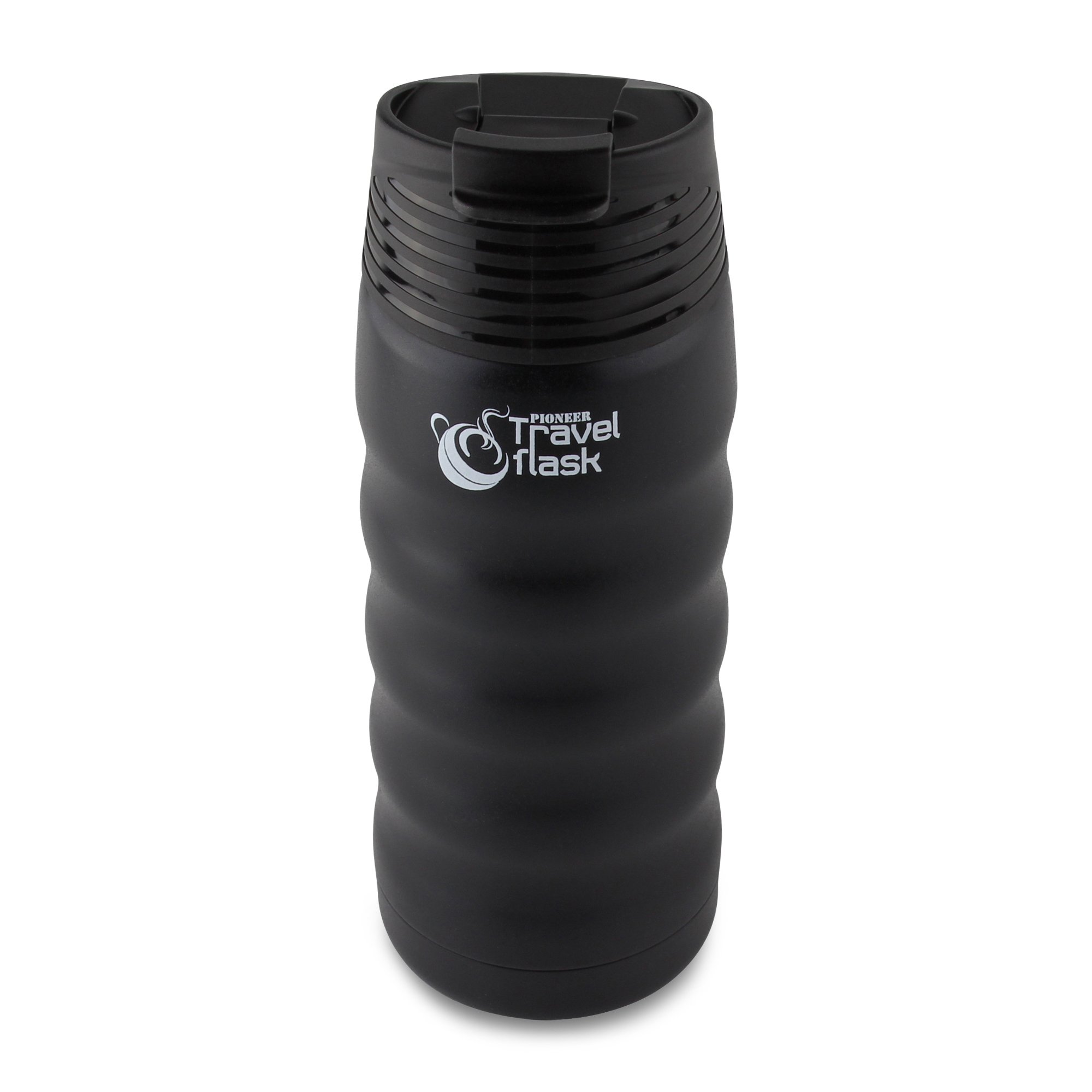 Pioneer Black Travel Flask, Stainless Steel Vacuum Insulated Double Wall Hot And Cold Drinks Thermo Flask – Hot 8 Hours, Cold 24 Hours, 480Ml,