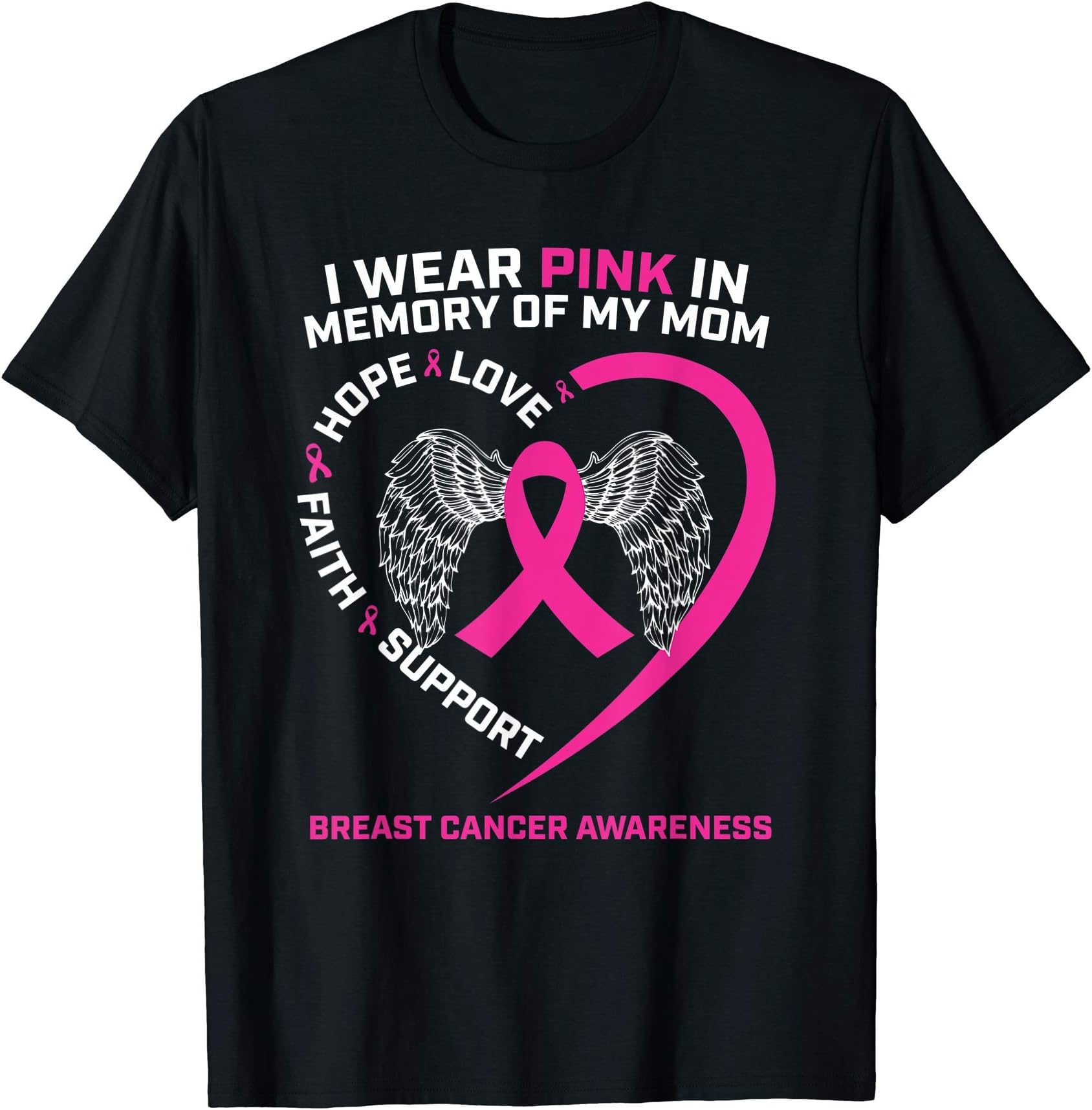 In Memory Of Breast Cancer Awareness GiftsGift I Wear Pink In Memory Of Mom Breast Cancer Awareness T-ShirtOEKO-TEX STANDARD 100