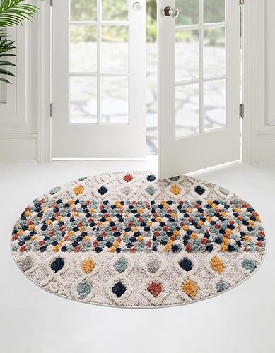 Unique Loom Cherokee Collection - Alfombra de área Asheville (redonda de 7 pies x 7 pies 0 pulgadas, multicolor verde)