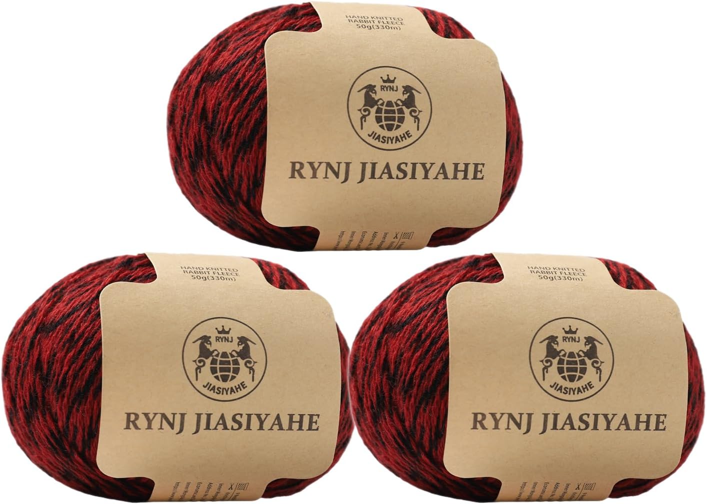 Wool Yarn -6-ply(2mm) Worsted Yarn for Crocheting and Hand Knitting - 1.76oz/50g Crochet Yarn with 32 Colors, Home Necessity for DIY Crafts (AB Red,3 Pack)