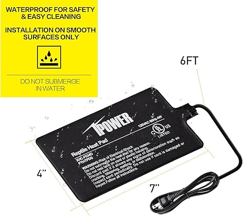 Vista 50 de iPower Almohadilla de calor para reptiles de 8 x 18 pulgadas, calentador de terrario para tortugas, lagartos, ranas y otros animales pequeños