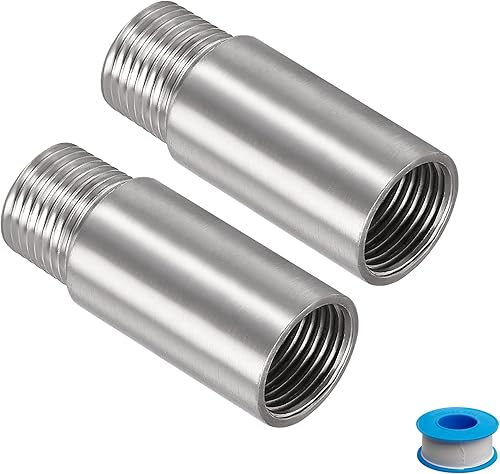 Awclub Brazo de extensión de cabezal de ducha, 2.4 pulgadas, 12PT macho a 12PT hembra rosca 304, acoplador de montaje de tubería de acero inoxidable