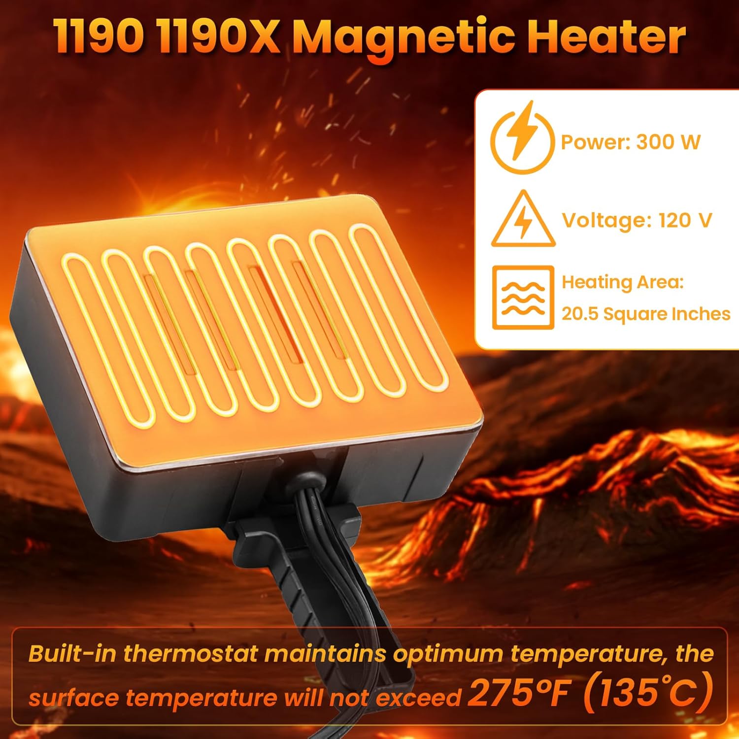 1190X 1190 Portable Electric Heat Magnet Heater 300 Watts 120 Volts AC Fit for Transmissions, Oil Pans and Magnetic Engines Block Heater