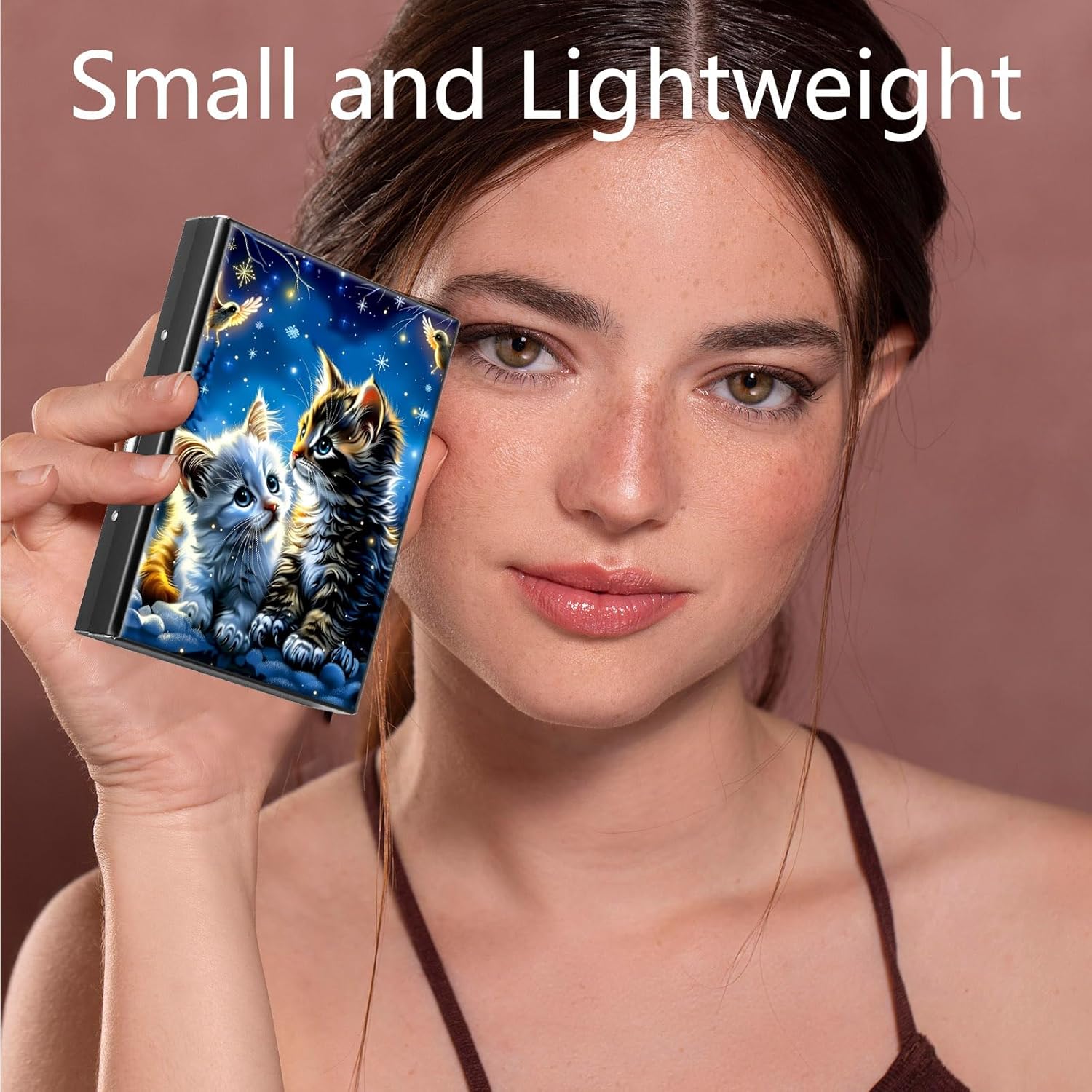 Metal Wallet,Credit Card Holder for Women Men,Thin Slim Mini Aluminum Wallet RFID Blocking Card Holder Hard Card Case Small Business Card Holder ID Case Travel Wallet,Cute Little Cat - Image 3