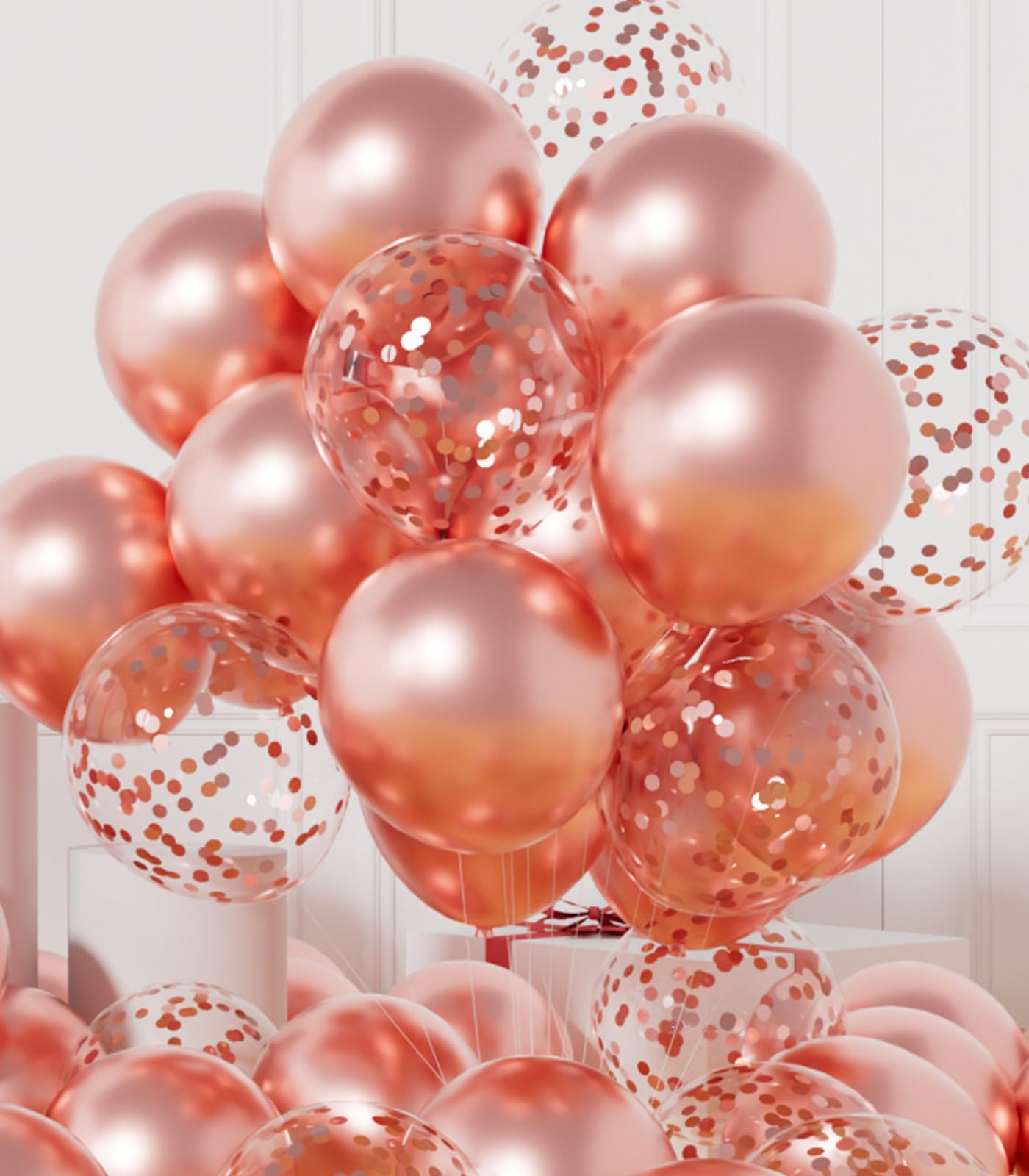 AULE Luftballons Rosegold Metallic Helium: 42 Stück 12 Zoll Rose Gold Konfetti Luftballon Latex Ballons Geburtstagsdeko Deko für Baby Shower Gender Reveal Graduation Geburtstag