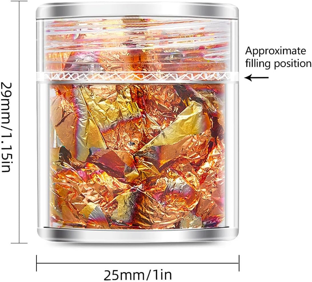 4pcs Gold Leaf Sheets Set, Multicolor Foil Paper, Gold Silver Aluminum Flakes, Glitter for Handmade Crafts, Epoxy Resin, Candle Making Supplies (Set H, 4pcs)