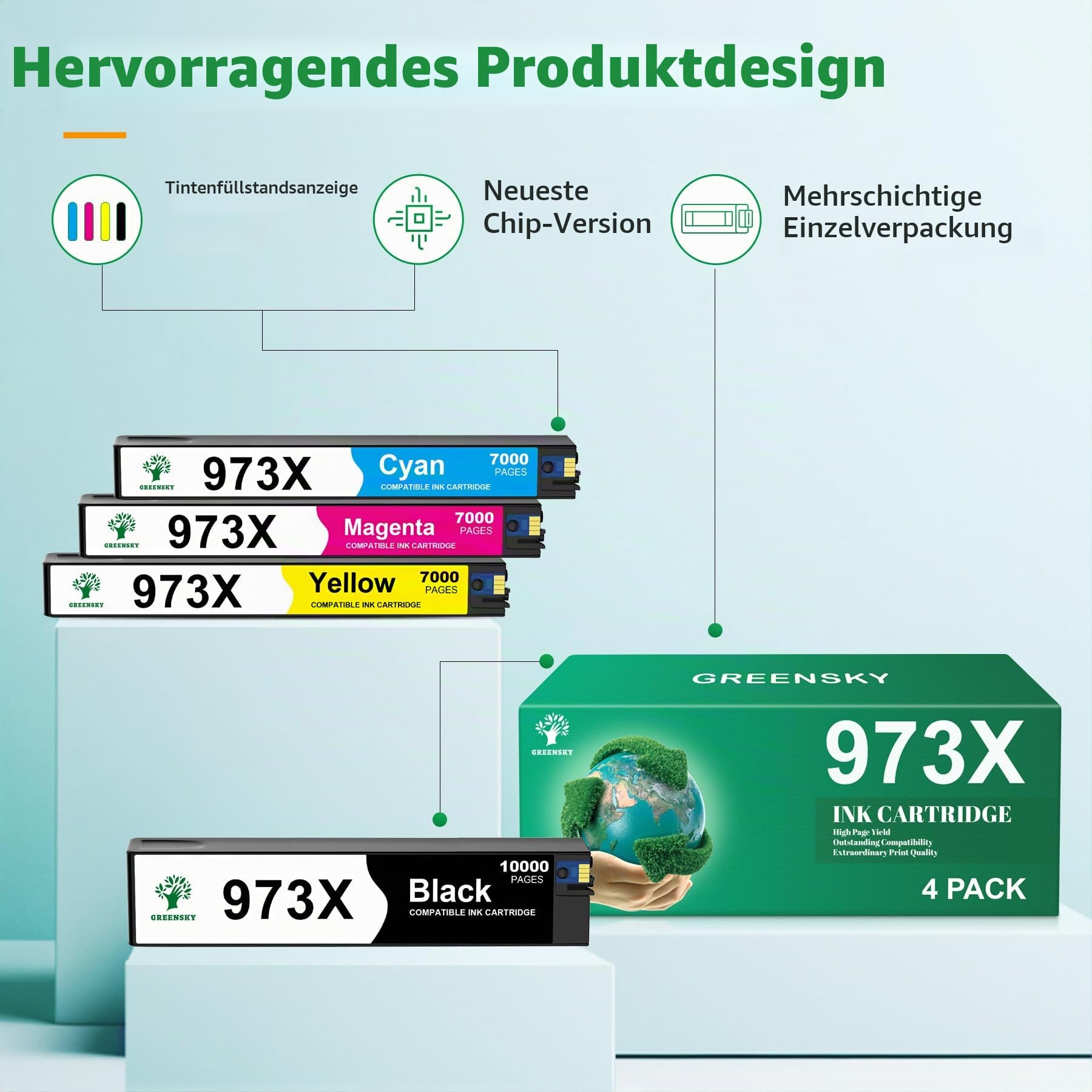 GREENSKY 973X Druckerpatronen Kompatible für 973X 973 XL
