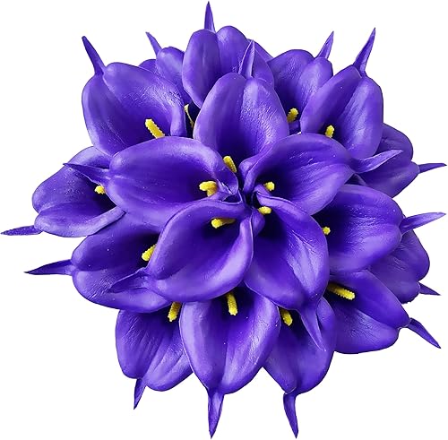 UKELER Flores artificiales de lirio de cala, 20 unidades, flores falsas realistas para artes y manualidades, arreglo floral, hogar, cocina, oficina,