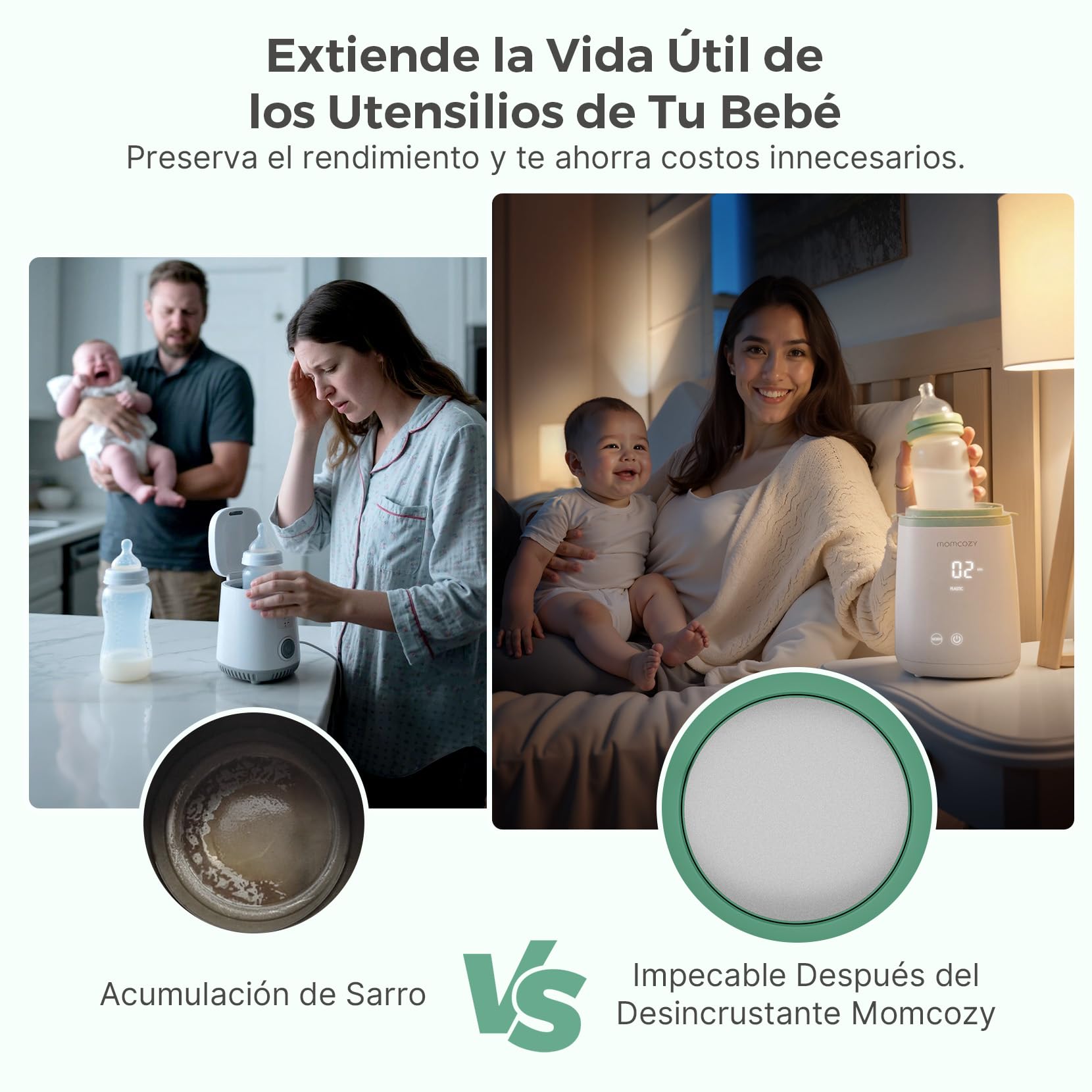 Momcozy Pastillas Descalcificadoras Originales, compatibles con sacaleches Momcozy, calentadores de biberones y esterilizadores; eliminan restos de leche y cal, paquete de 30 unidades