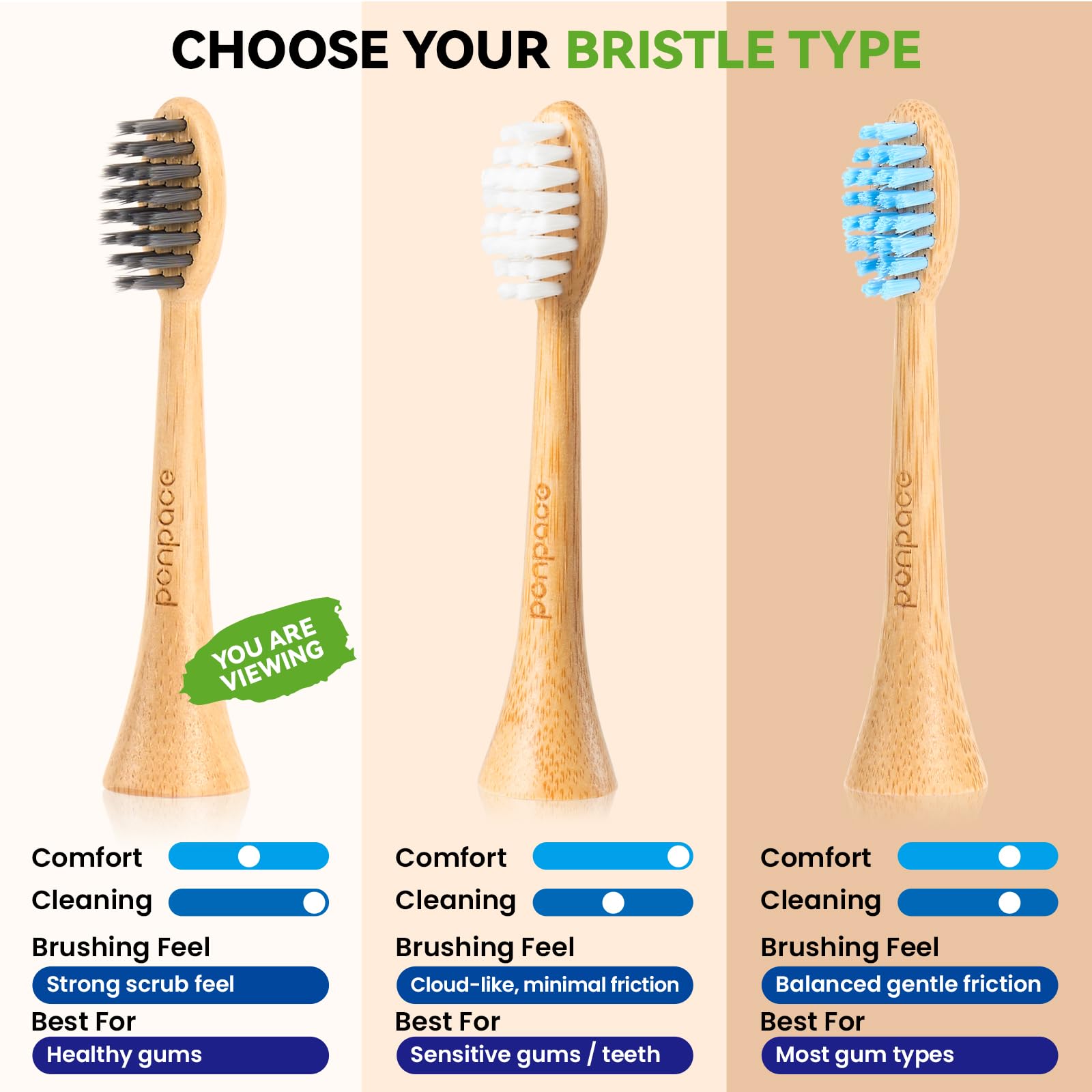 Cabezales de repuesto para cepillo de dientes eléctrico de bambú compatibles con Philips Sonicare con cerdas infundidas de carbón