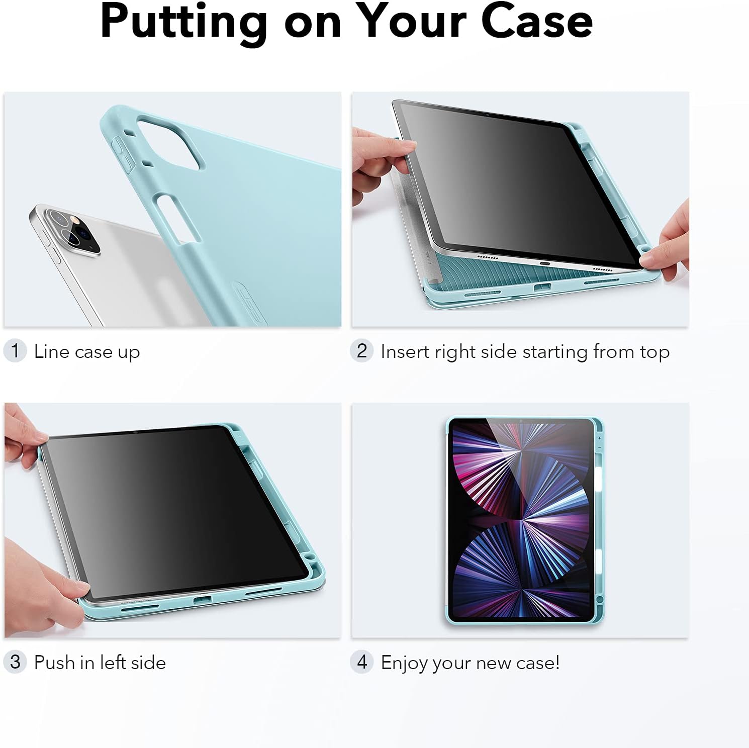 ESR Case Compatible with iPad Pro 11 Inch 2021 (3rd Gen), Full Body Protection with Pencil 2 Holder, Flexible Slim Back Cover, Auto Sleep and Wake, Viewing and Writing Stand, Rebound Series, Sky Blue