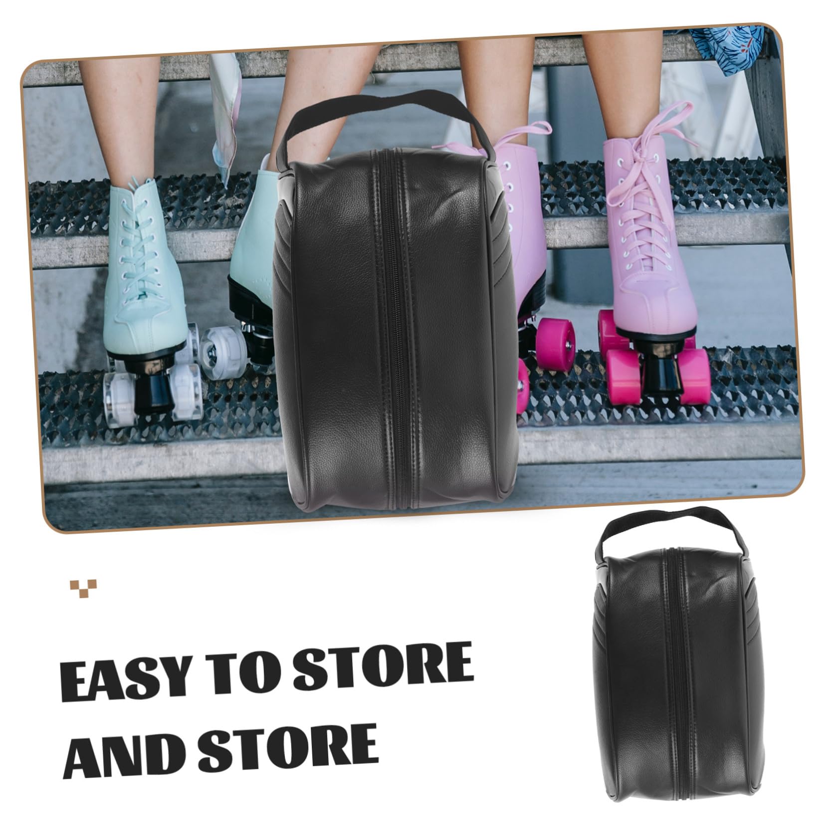 Baluue Praktische Golfschuhtasche aus Leder und Tragbar Multifunktionaler Reise Schuhbeutel für Täglichen Gebrauch und Sport in Schwarz