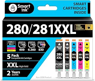 Smart Ink Compatible Ink Cartridges Replacement for Canon 281 280 PGI-280XXL CLI-281XXL (5 Combo Pack) to use with Canon P...