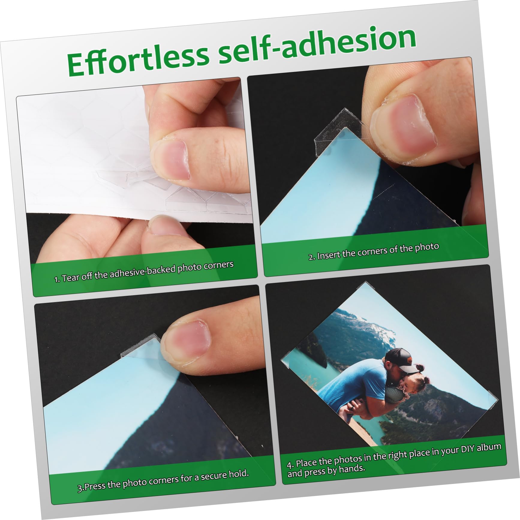 TEHAUX Scrapbooking Borders Stickers 20 Sheets Photo Corners Adhesive Photo Corner Protectors for Framing