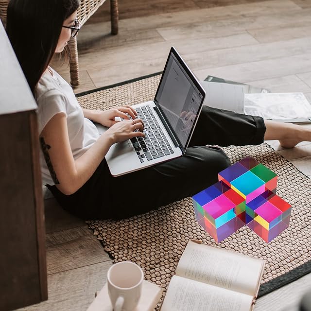 Foto 7 de 7 de ECBANLI Cubo de Color CMY, 3.15 Pulgadas (80 mm) acrílico Multicolor Cubo Prisma para decoración…