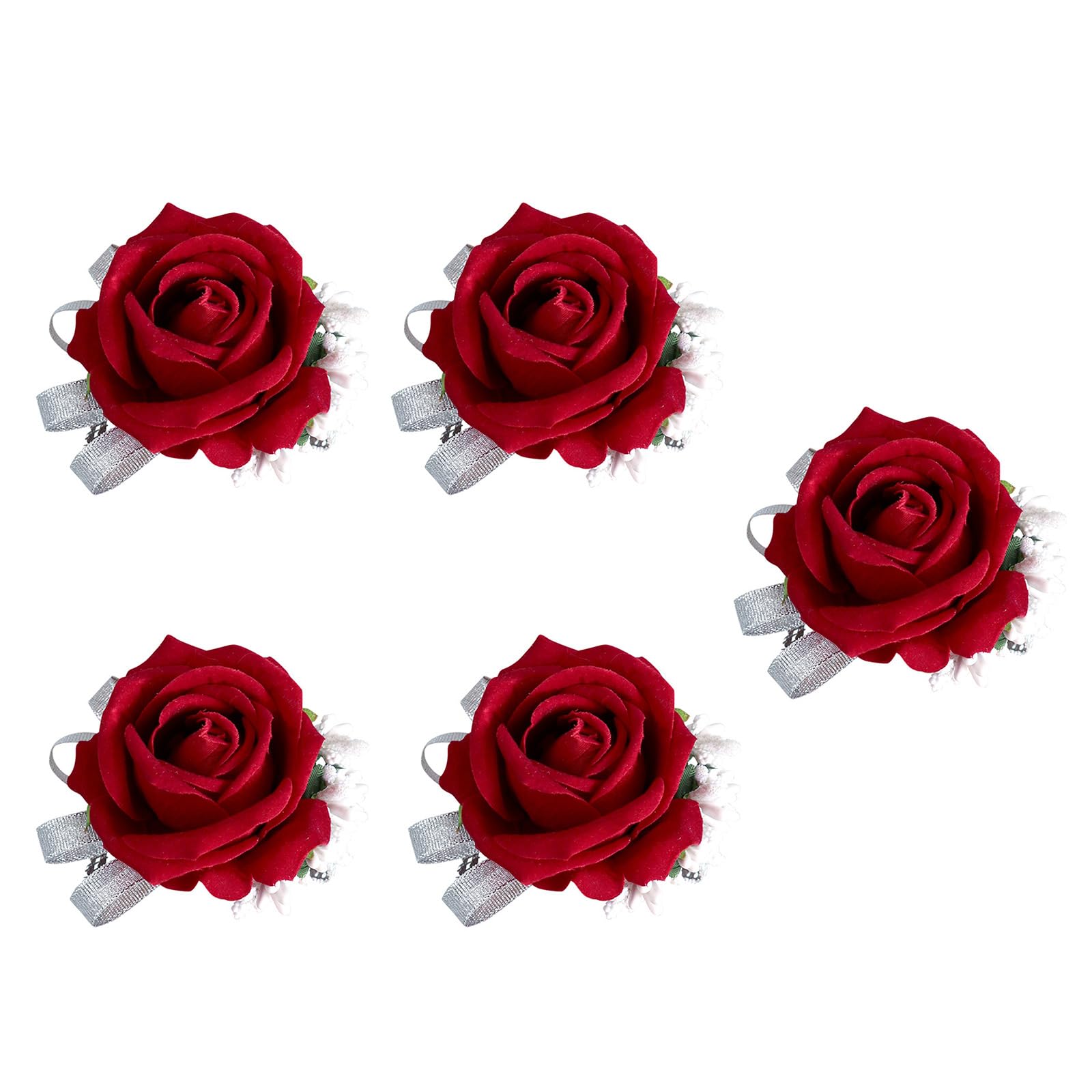 Buxuaaaa 5Pcs Wrist Rose Corsages for Wedding Ceremony Anniversary Proms Party, Rose Boutonniere for Bride and Proms Suits Ceremony Accessories