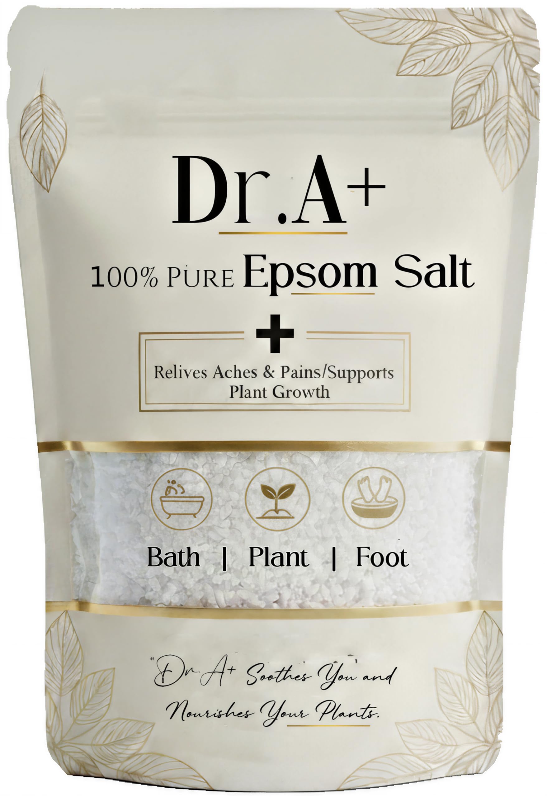 Dr. A+ Epsom Salt 1kg | 100% Pure Magnesium Sulfate for Bath Soak, Foot Relaxation, Muscle Recovery & Gardening