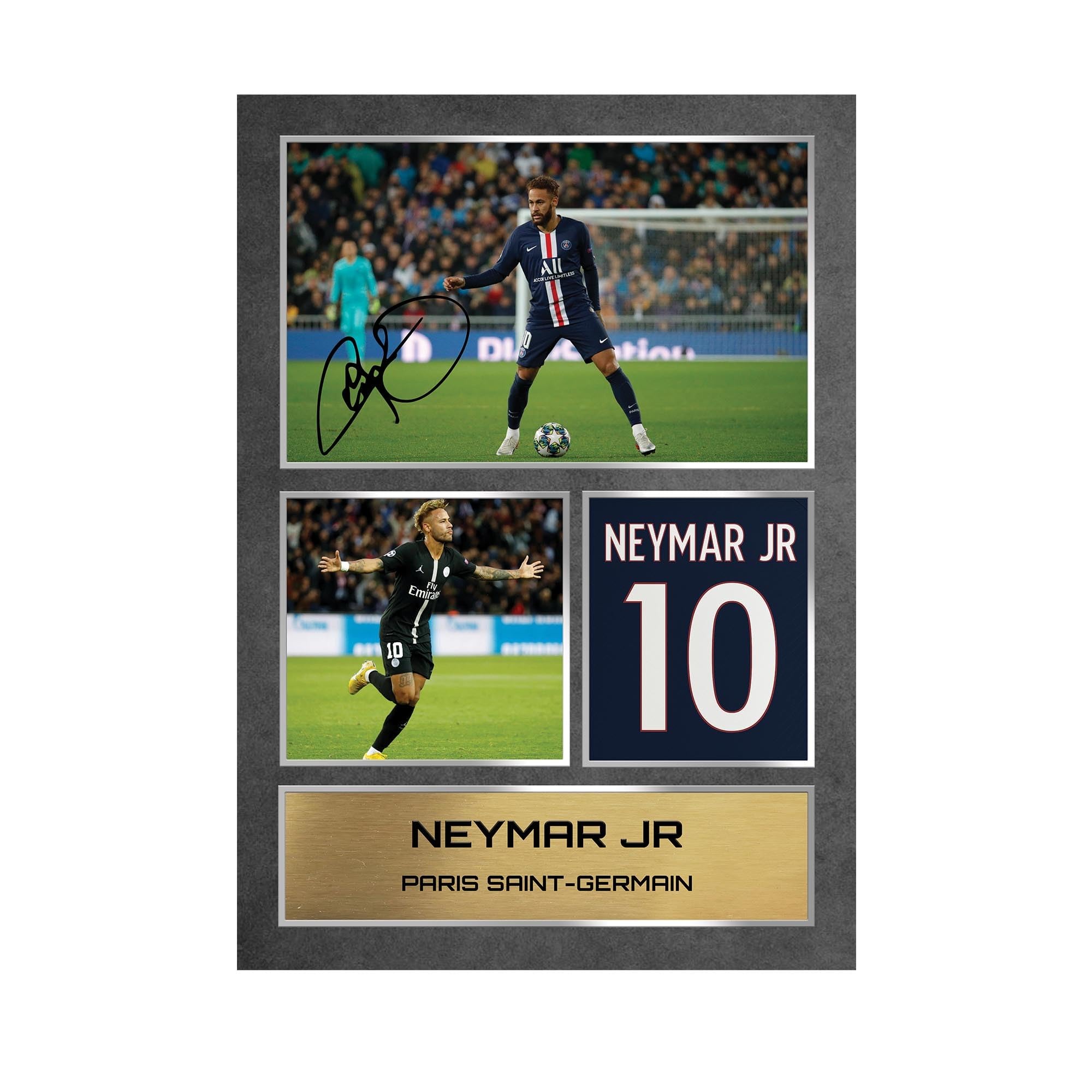 Neymar Jr PSG Printed Autograph Memorabilia - Framed Gift A4 Unframed