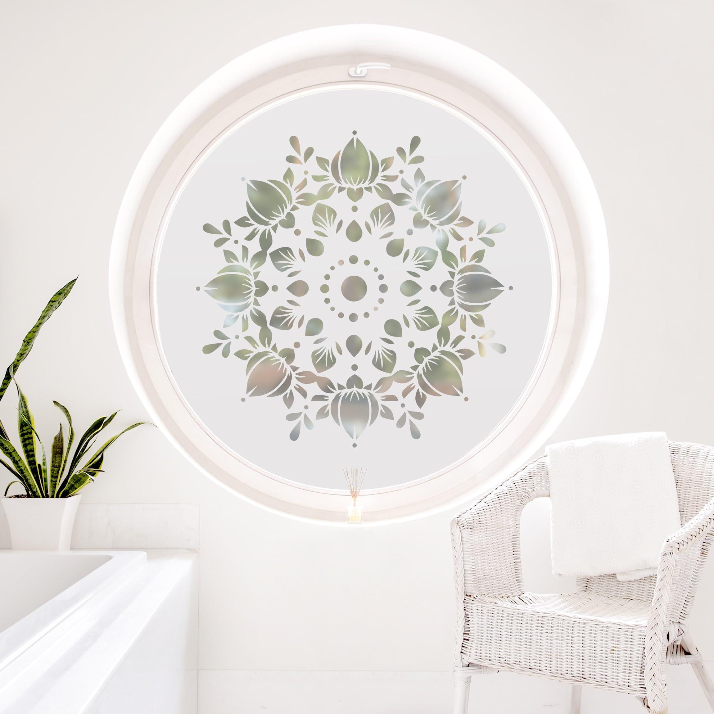 Fensterfolie statisch haftend Spirituell Sichtschutz Milchglas - Made in Germany - Mandala Orientalisch Blickdicht Scheibe Innen Schlafzimmer Wohnzimmer Küche Glas 1693 (60x60cm)