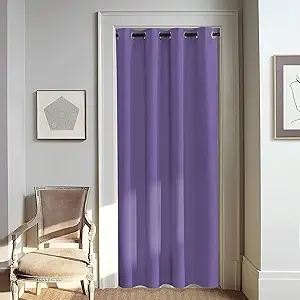NICETOWN Door Curtain for Closet Doors 80 Inches Long 1 Panel, Blackout Doorway Curtain for Open Closet Bedroom, Room Divider Living Room for Privacy (Lilac Purple, 1 Panel, 46W x 80L)