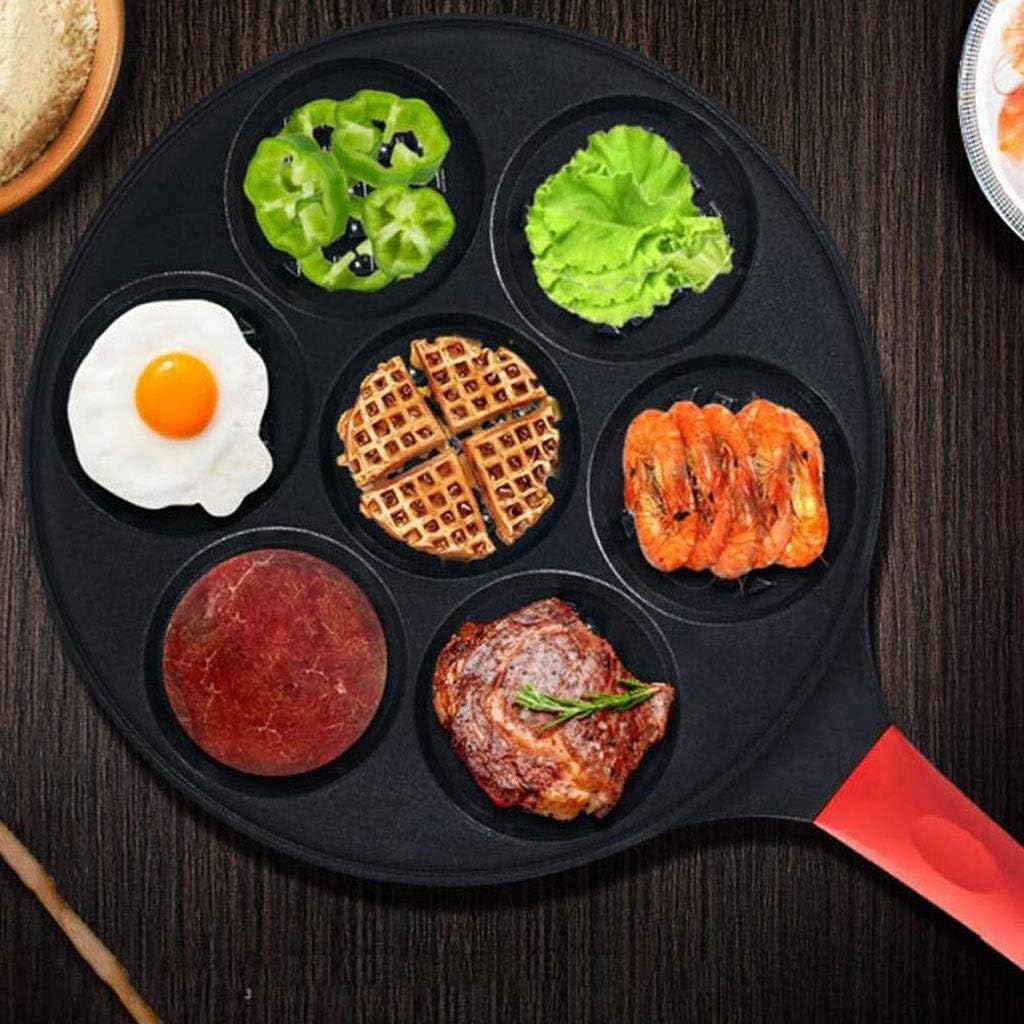 Frying Pan, Smiley Face Pancake Pan - Non-Stick Pan Cake Griddle with 7 Unique Flapjack Faces