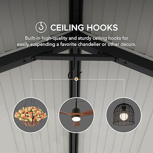 Miniatura 5 de SUNJOY Gambrel - Cenador de techo rígido de 12 x 20 pies con carcasa de tela y paredes laterales, garaje resistente con techo y marco de acero