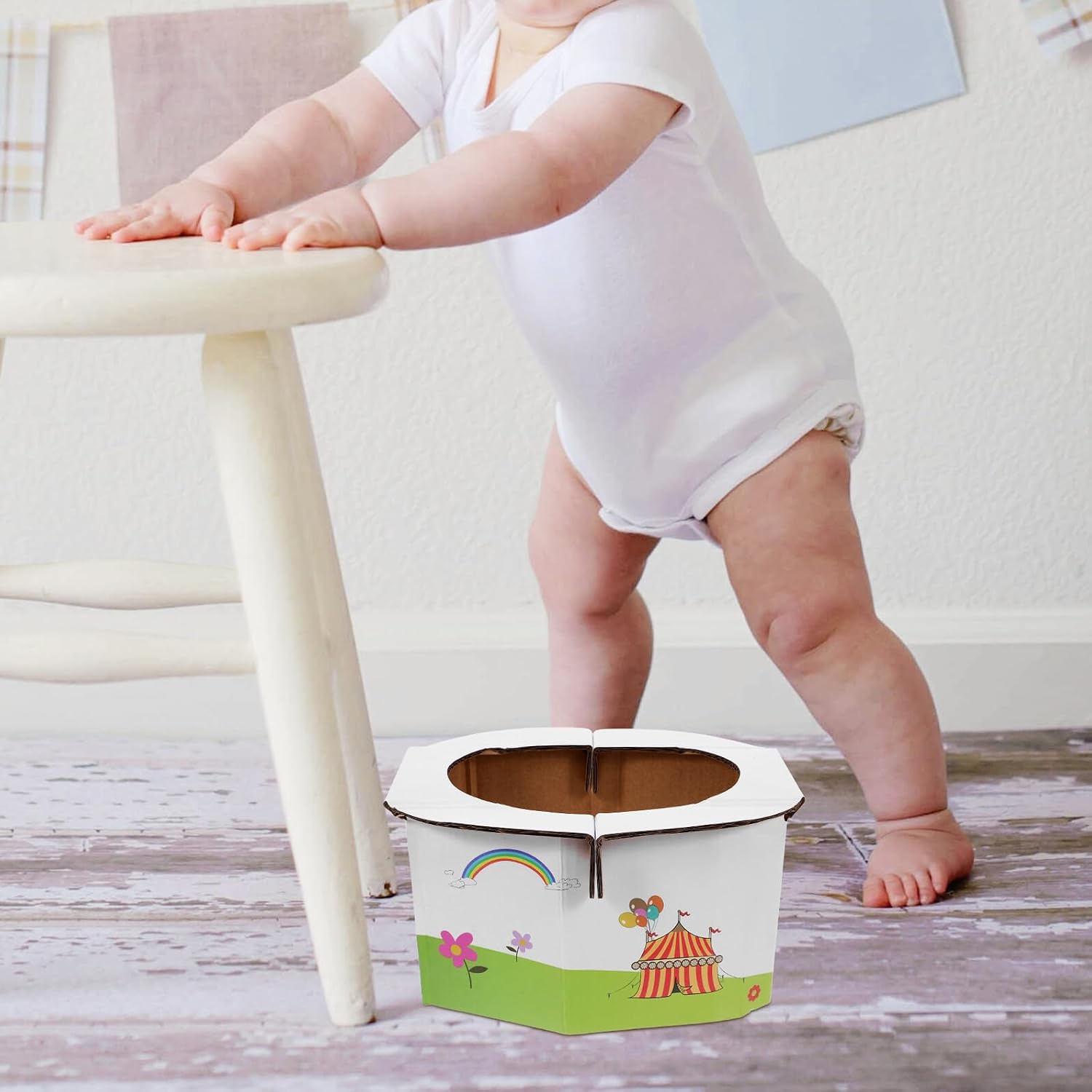 BESPORTBLE Foldable Portable Travel Potty for with Safe Thick Paper Material and Plastic Bags Convenient Toilet Chair for Car Outdoor and Home Use
