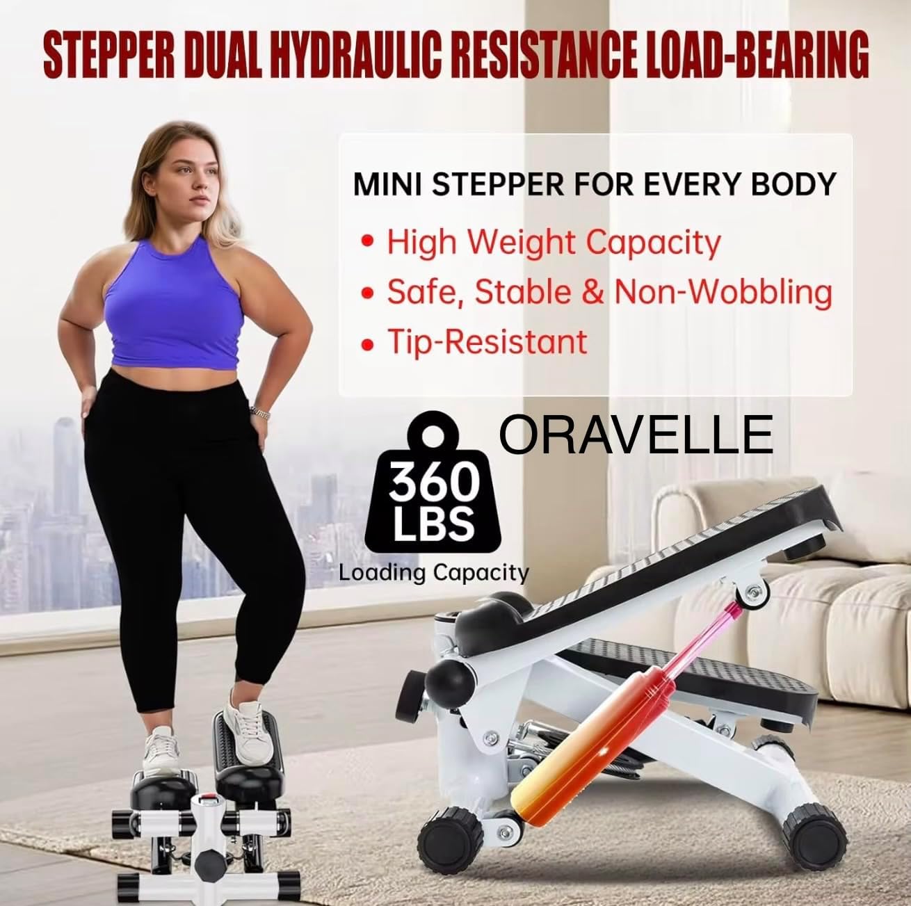 ORAVELLE Fitness Stepper, Compact Exercise Machine for Home Workouts