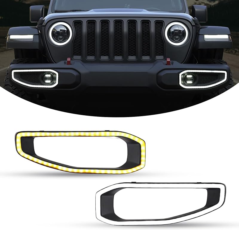 Moldura de Farol de Neblina LED Kiwi Master para Jeep Gladiator JT e Wrangler JL – Par
