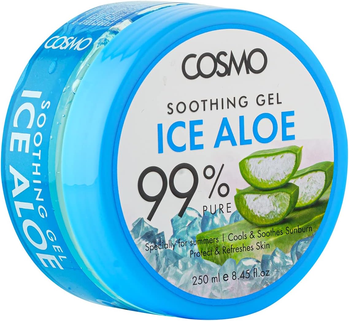 CD COSMO DESIGNS Moisturizing Ice Aloe 100% Pure Soothing Gel 250ml, Cools and Soothes Sunburn, Specially for Summers, Protects & Refresh Skin, For Men and Women