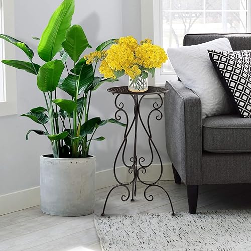 Miniatura 8 de Soporte de metal para plantas de 17 y 23 pulgadas de alto (ambos paquetes de 2) (negro y marrón)