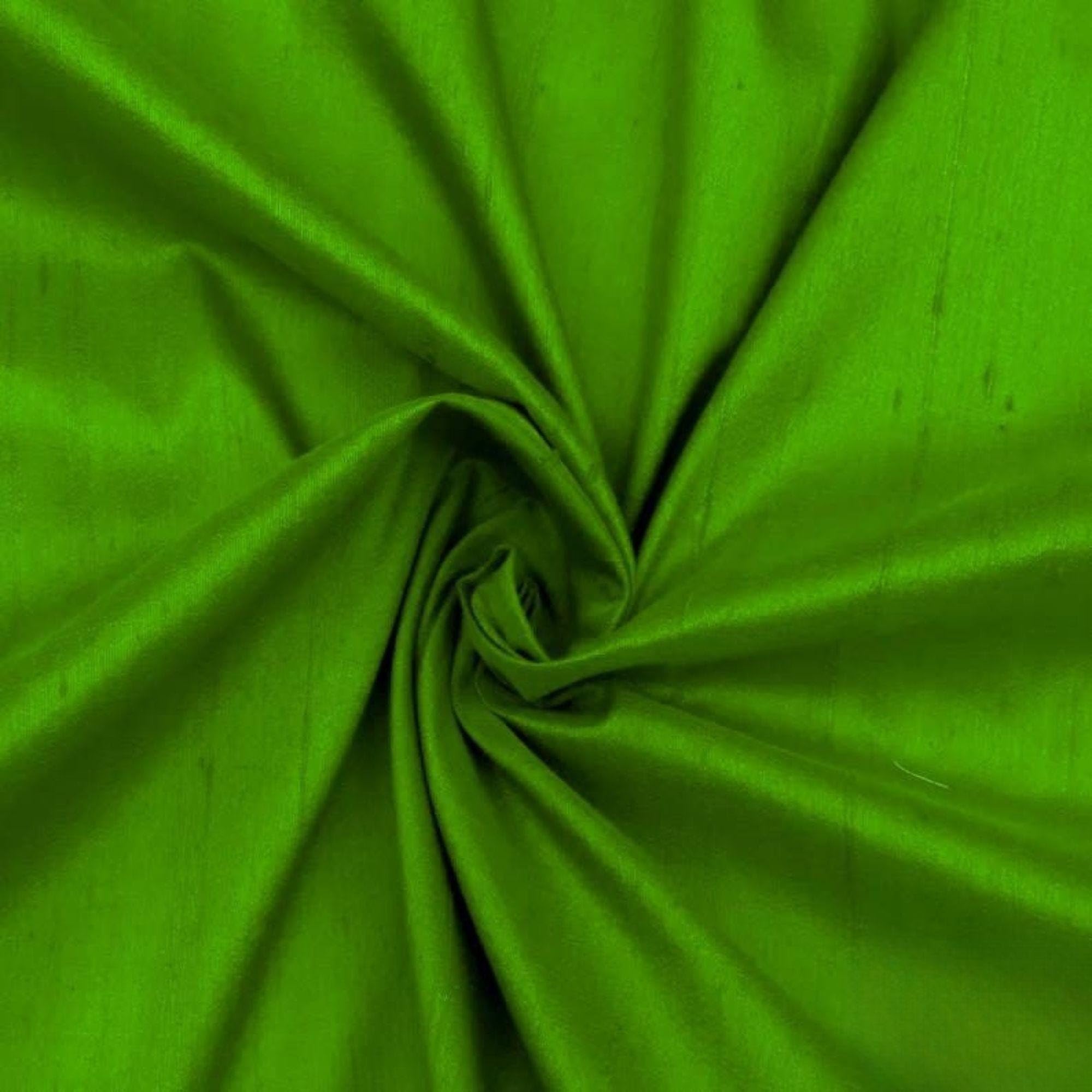 Fabric Mart Direct Grass Green Silk Dupioni Fabric By The Metre, 1 Metre 104 cm Width Slubbed Dupioni Silk Solid Color Green Wholesale Combination Upholstery Fabric for Curtains Bridal Dress Drapes โ image 1