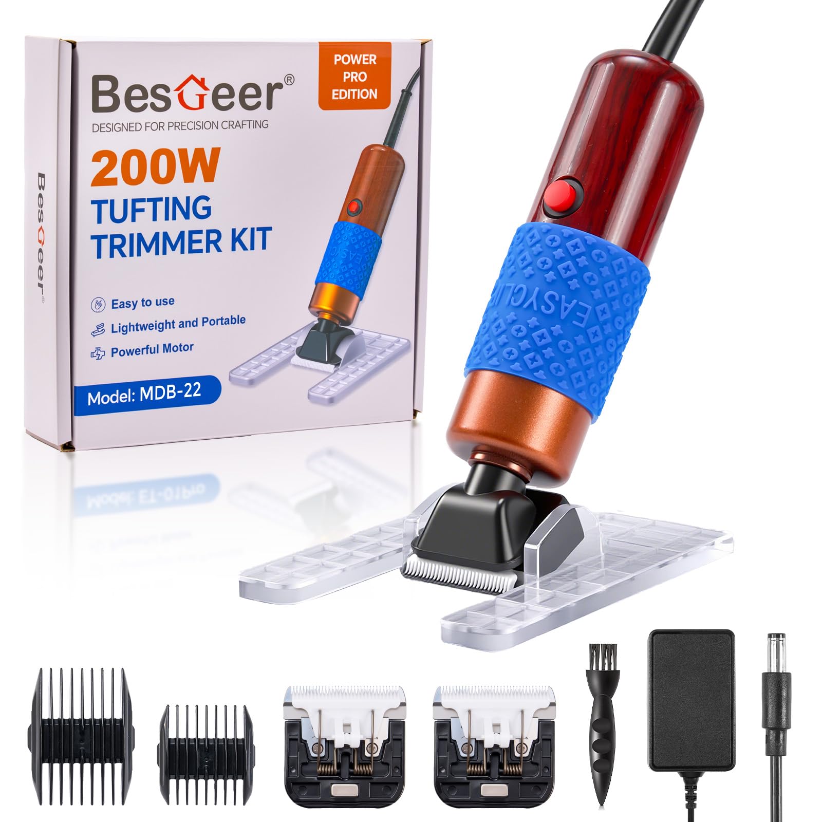 BESGEER 200W Teppichtrimmer mit Doppelklinge, Tufting-Schneider für Teppichreparatur und DIY Projekte