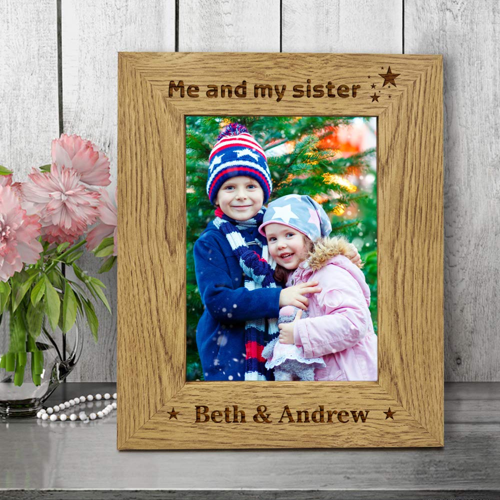 Personalised Photo Frame Laser Engraved 7"x 5" Wooden Photo Frame for Parents Grandparents Uncle Auntie Christmas Custom Gift With Any Name Any Text (Portrait, Design 1)